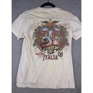 Hard‎ Rock Cafe Rome Italia Small T-Shirt Graphic Tee Cream Tourism Travel SM